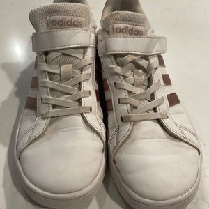 Girls Adidas Rose Gold Court Shoes Size 3